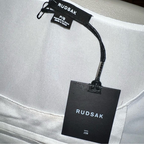 NEW Rudsak White Midwest Blouse Shirt with Suede Tassels Women’s Size Small - Picture 2 of 11